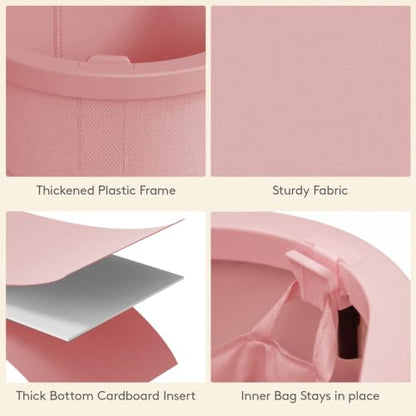 Lifewit 185L 3 Section Laundry Hamper with Lid, Laundry Basket, Pink - color: Pink, size: 185L