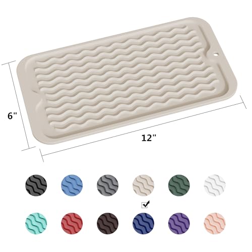 ZLR Small Silicone Drying Mat & Sink Caddy, 6"x12", Cassava White - color: Cassava White, size: 12" x 6"