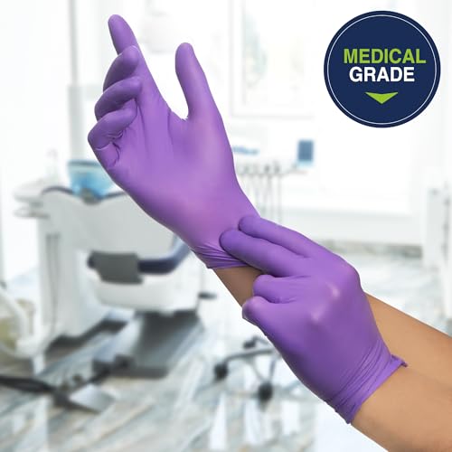 HALYARD PURPLE NITRILE Gloves Powder Free Disposable Medical Exam Gloves Dental Chemo Protection 5.9 mil 9.5 In - size: X-Small