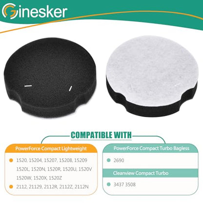 4 Pack Replacement Filters for Bissell Powerforce Compact Lightweight Upright 2112 1520 Turbo Bagless 2690 Cleanview Vacuum Cleaner, Compare to Part #1604896