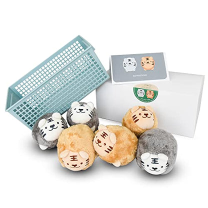 XL Size Wool Dryer Balls 6 Pcs - Over 2000 Loads,Lovely Tiger Appearance-Reusable,Hypoallergenic Baby Safe & Chemical Free to Reduce Sticky Wool When Drying & Shorten Drying Time… - color: Tiger