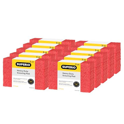 Scouring Pad Non-Scratching Scrubber Non-Scratch Cleaning Scrub Pads Heavy Duty Scouring Pad Reusable Kitchen Scrubbing Pad Pack of 30 Red, by Superio - color: Red, size: 30-pack