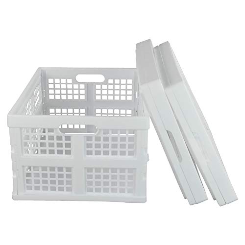 Begale 32 L Plastic Storage Baskets, 3-Pack Collapsible Crates, White - size: 28 L