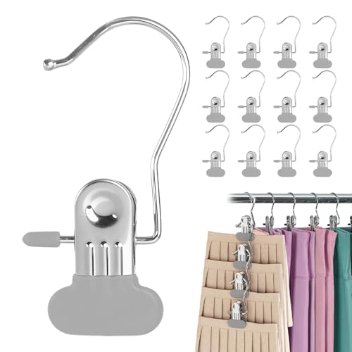 Pants Socks Hanger with Clip (Plus Version) for Hanging Leggings in Closet, Space Saving Yoga Pants Hanger Clip Hanger Organizer, Organizer and Organizer for Jeans, Shorts, Skirts, Hats (Silver Gray) - color: Silver Gray