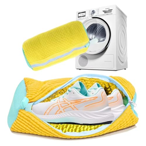 Shoe Washing Machine Bag Laundry Shoes Bag for Washer Dryer Shoe Washing Bag for Sneakers, Casual Shoes, Reusable and Durable Large Shoe Cleaning Bags for All Shoe Types and Sizes - color: Yellow