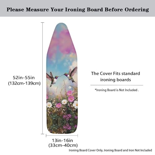Ironing Board Cover and Pad 16 x 55 Inch Iron Board Cover with Elastic Edge & Adjustable Fastener Resist Scorching and Staining Extra Thick Padding Hummingbird - color: Hummingbird2