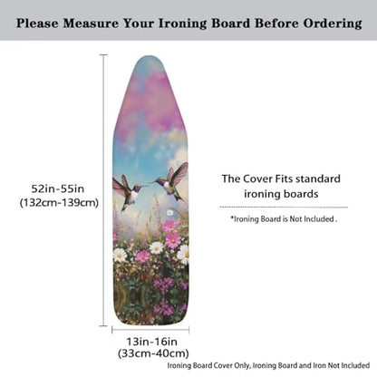 Ironing Board Cover and Pad 16 x 55 Inch Iron Board Cover with Elastic Edge & Adjustable Fastener Resist Scorching and Staining Extra Thick Padding Hummingbird - color: Hummingbird2