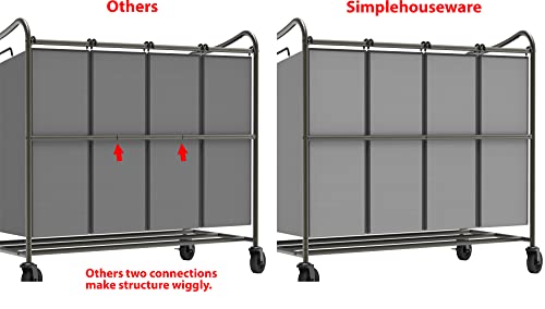 Simple Houseware 4-Bag Heavy Duty Laundry Sorter Rolling Cart, Dark Grey - color: Dark Grey