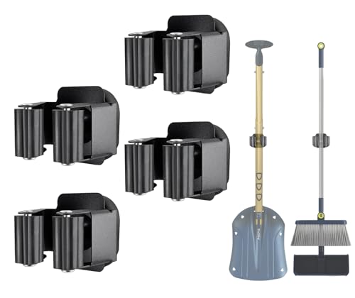 Upgraded Magnetic Broom and Mop Holder Wall Mount, Space-Saving Heavy Duty No Drill Over the Door Broom Gripper RV Camper Wall Organizer,Black,4 Pcs - color: Black-8 Magnets, size: 4 Pcs