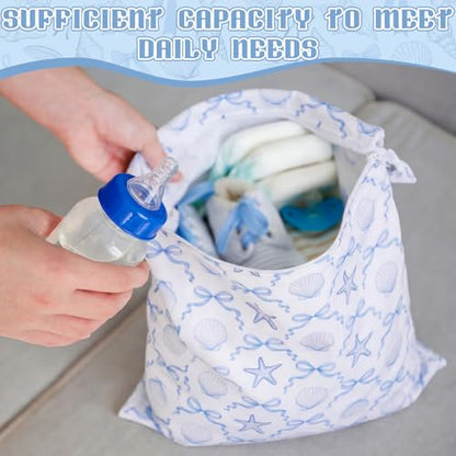 Sanwuta 2 Pack Wet Dry Bags Waterproof Wet Bag, Sea Shells, Blue and White - color: Blue and White, style: Sea Shells