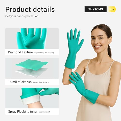 ThxToms 10 Pairs Nitrile Chemical Resistant Gloves,Latex Rubber Free,M - color: Pack of 10, size: Medium