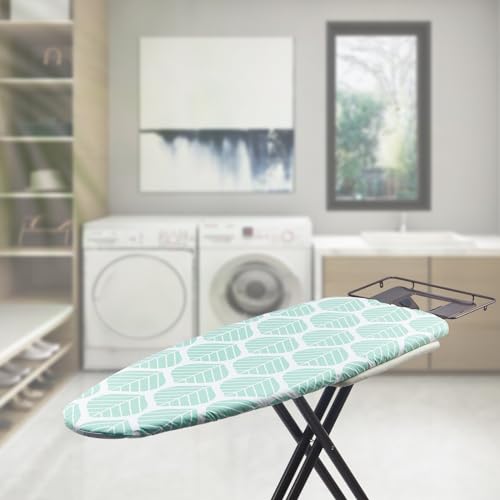 Seiritex Wide Ironing Board Cover and Pad 18 x 49 inch Heat Reflective with Hook and Loop Fasteners, Thick Padding with Elasticized Edges, 3 Layers Iron Board Cover (Green Leaf) - color: Green Leaf, size: 18x49