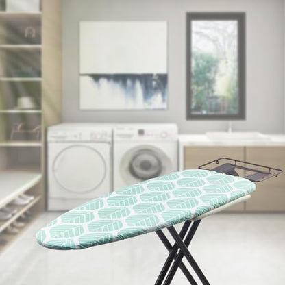 Seiritex Wide Ironing Board Cover and Pad 18 x 49 inch Heat Reflective with Hook and Loop Fasteners, Thick Padding with Elasticized Edges, 3 Layers Iron Board Cover (Green Leaf) - color: Green Leaf, size: 18x49
