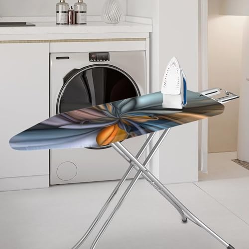 Blue Flower Ironing Board Cover with Pad Standard Size Non-Slip Padding Decorative Cover for Ironing Board Padded Iron Covers Table Top Ironing Board Sleeve with Elastic Edge - color: Blue Flower