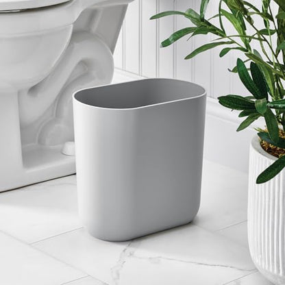 iDesign Small Slim Plastic Bathroom Trash Can, Gray - color: Gray, style: Pack of 1