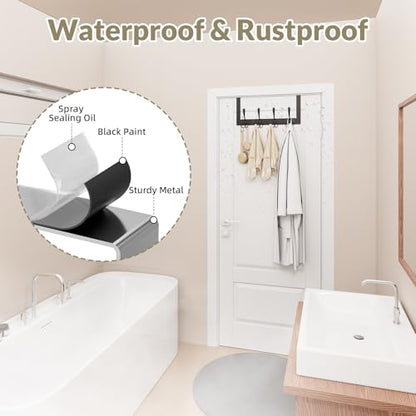 Heavy Duty Over The Door Towel Rack for Bathroom, Black Door Towel Hanger - color: Black