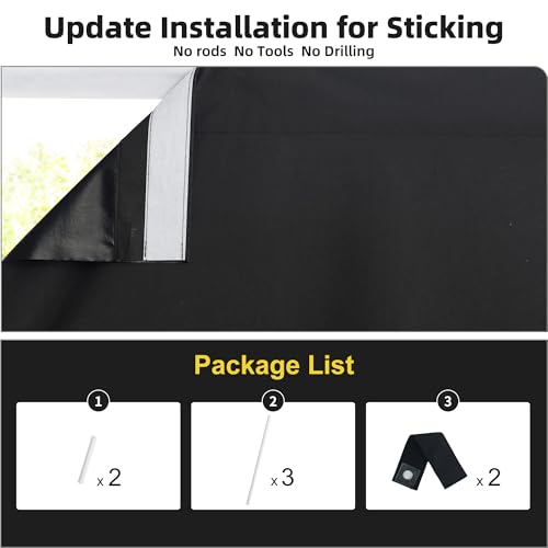 NICETOWN Full Blackout Door Curtain for Cordless Roller Window - color: With Pole - Black, size: 26"W x 72"L (Pack of 1)