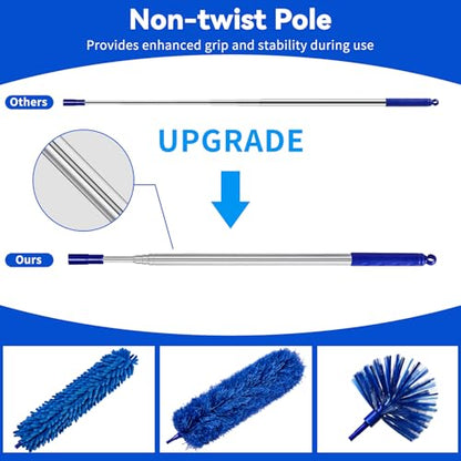 Duster with Extension Pole, 5 in 1 Cleaning Kit with Microfiber Dusters - size: 5 in 1