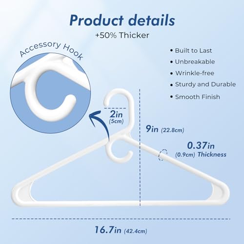 HOUSE DAY Heavy Duty Plastic Hangers 24 Pack - Thick White Clothes Hangers - color: White, size: 24 Pack