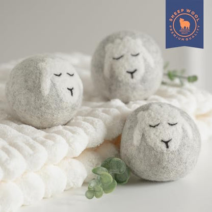 Wool Dryer Balls Handmade 3 Pack XL,Laundry Dryer Balls,100% New Zealand Wool Natural Fabric Softener,Reusable 1000 Loads,Wrinkles Free, Shorten Drying Time,Baby Safe (3 Pack XL,Sleeping Sheep) - color: Sleeping Sheep