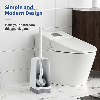 Marbarsse Bathroom Toilet Bowl Brush and Holder, Curved Design Dismount Toilet Brush for Deep Cleaning Under Rim, Best Toilet Brush Set, CompactToilet BowlCleaner Brush for Bathroom, 1 Pack - color: White-1 Pc-b