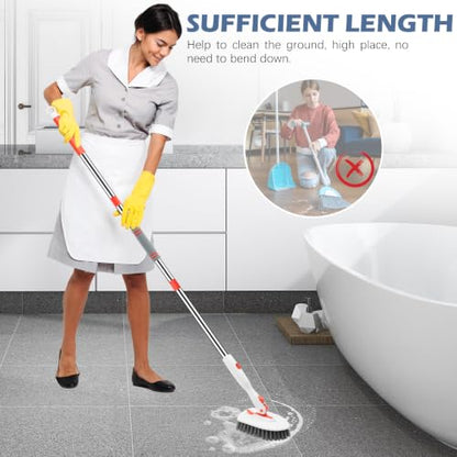 SetSail Tile Tub Scrubber Brush 3-in-1 Shower Scrubber with Long Handle - color: Orange, size: 2 Pads