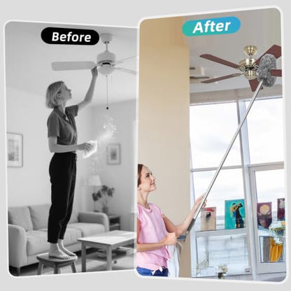 DRQ Ceiling Fan Cleaner Duster with 13-48 in Extension Pole, Grey - color: Gray, size: 13-48 Inch