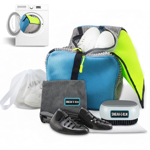 XL Reusable Shoe Washing Machine Bag – 360° Cleaning, Fits 2 Shoes, Heavy Duty Sneaker Laundry Bag for Washing Gym Footwear, Kids Sneakers, Includes Shoe Trees, Drying Bag, Brush & Towel