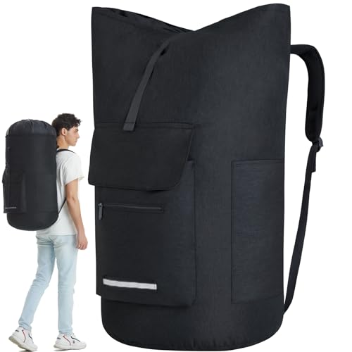 Laundry Bag Extra Large 115L, Laundry Backpack Bag, Laundry Bags Extra Large Heavy Duty, Laundry Bag with Straps, Clothes Hamper Bags with 4 Pockets, College Laundromat Backpack for Dorm Room - color: 115L-Black