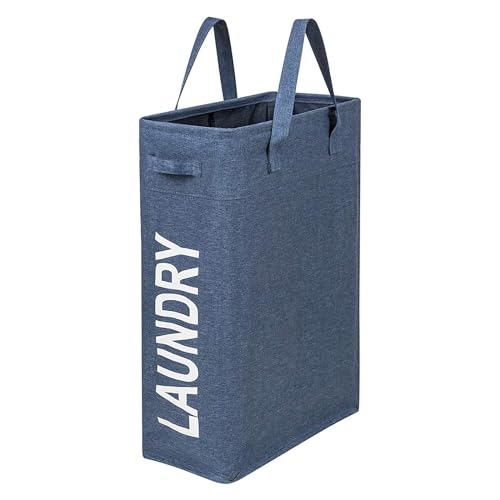 Narrow Laundry Hamper Skinny Laundry Basket 45L Denim Blue 21" - color: Denim Blue