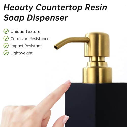 Matte Black Soap Dispenser, Countertop Lotion Resin Bottles with Rust Proof Gold Pump, Refillable Liquid Hand Soap Jar, Resin Shower Dispensers for Bathroom, Kitchen - color: Black+brushed Gold