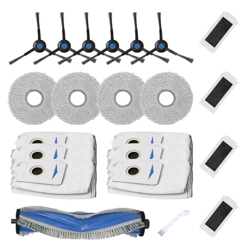 22 Pack Accessories Kit Only for ECOVACS DEEBOT T30S Series (T30S Pro/AI/CARE/AI Care) Robot Vacuum Replacement Parts, 6 Side Brushes, 4 Mop Pads, 6 Dust Bags, 1 Main Brush, 4 Filters, 1 Tool brush