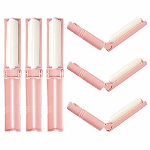 Mini Reusable Lint Roller 6 Pack, Washable Sticky Gel Lint Remover, Pink - color: 6 Pack, Pink