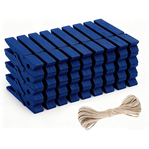jijAcraft 2.9 Inch Large Clothes Pins - 50Pcs Wooden Clothespins - color: Navy Blue, size: 2.9 inch, 50 pcs