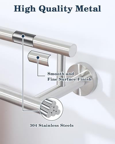 Alise Double Towel Bar,28" Towel Racks for Bathroom Wall Mounted,Nickel - color: Brushed Nickel, size: 28-Inch (2-Bars)