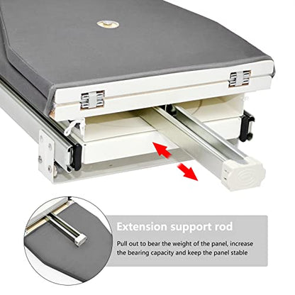 AKOZLIN Retractable Pull Out Ironing Board Closet Sliding Out Swivel Iron Board Mounted in Drawer with Heat Resistant Ironing Cover, Board Size: 31.88"*13", Gray