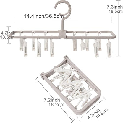 Clothes Drying Racks 2Pack Small Folding Portable Hangers with 12 Clips - color: Gray,pink-2 Pack