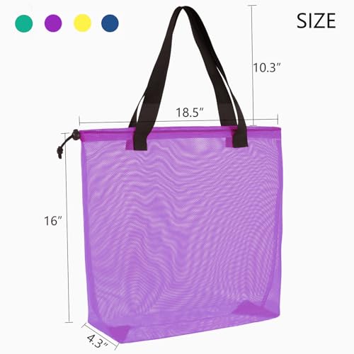 4PCS Large Mesh Beach Tote Bags With Drawstring For Swim,Travel,Poolside - color: Color~2