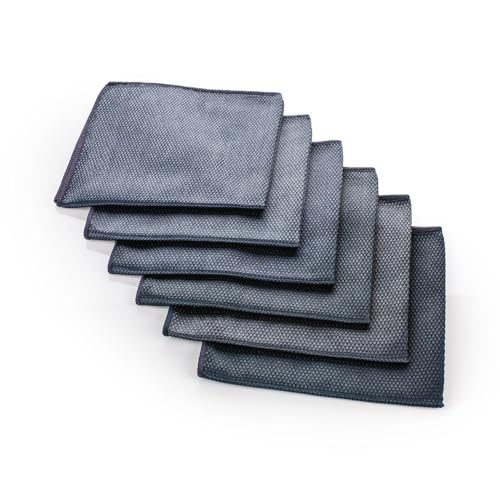 The Rag Company - Diamond Weave Glass & Window - Detailing Towels to Polish Mirrors & Chrome, Snakeskin Like Texture, Lint-Free, Streak-Free, 280gsm, 16in. x 16in, Black (6-Pack) - color: Black, size: 16in x16 in