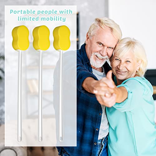 Long Handled Sponge 22.4'' Back Scrubber for Shower, Yellow - color: Yellow