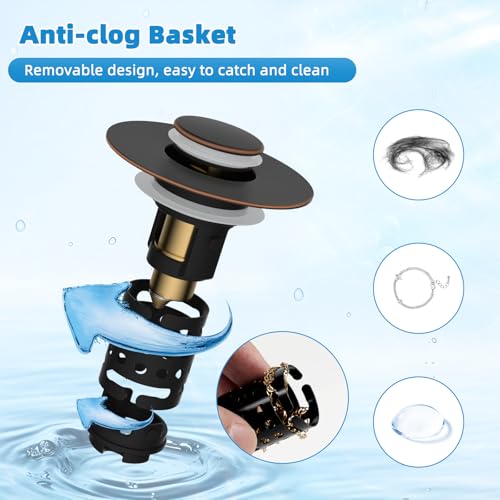 Universal Bathroom Sink Drain Stopper Hair Catcher, Oil Rubbed Bronze - color: Oil Rubbed Bronze