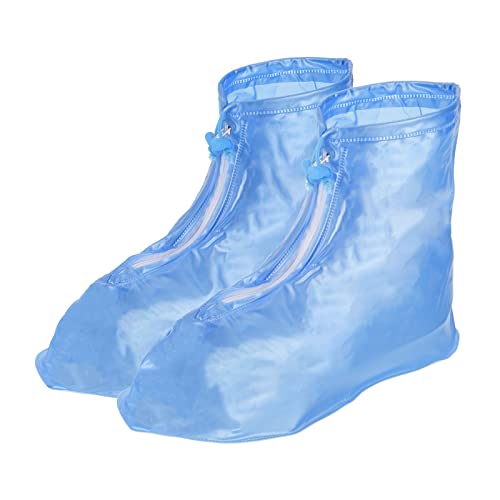 PATIKIL S Waterproof Shoe Cover, 1 Pair PVC Reusable Non-Slip Overshoes Rain Shoe Covers Galoshes Snow Boot Protector with Zipper for Men Women Rainy Outdoor, Blue - color: Blue, size: S(3.5-4.5)