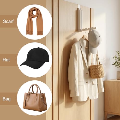 2-Packs Over the Door Hanger Hooks with Extra Anti-Slip Pads, No-Drill Door Hanger, Metal Folding Clothes Drying Racks for Laundry Room, Bathroom, Bedroom and Small Space