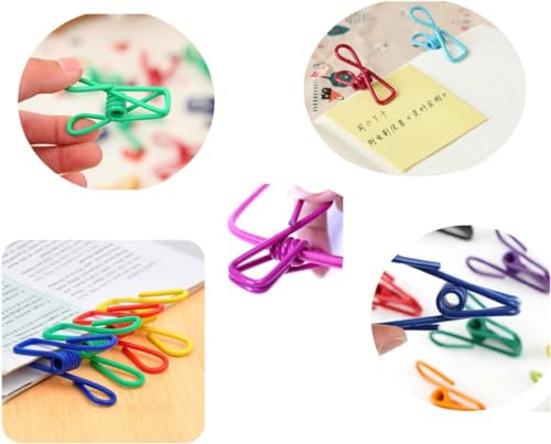 Chip Clips, 20 Pcs 2 Inch 10 Different Mixed Colors Utility Metal Clips PVC-Coated High Elasticity Good Persistence for Clothespins Paper/Food Bag Clips Clothes Pins (20)