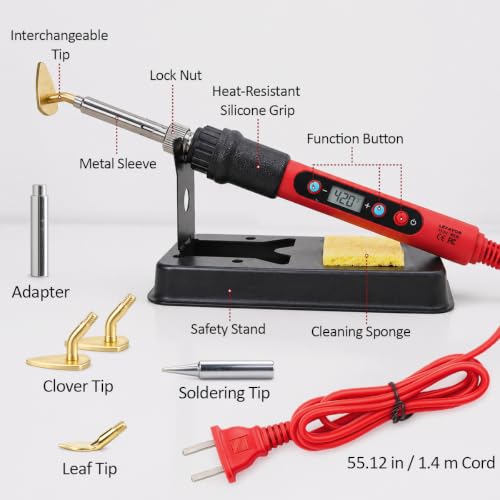 Mini Iron for Crafts, 80W Mini Heat Press for Iron Patches Sewing, Adjustable Temperature Mini Flat Iron with Digital Display, Replaceable Tips for Quilting Clothes Shoes Hats DIY (Red) - color: Red