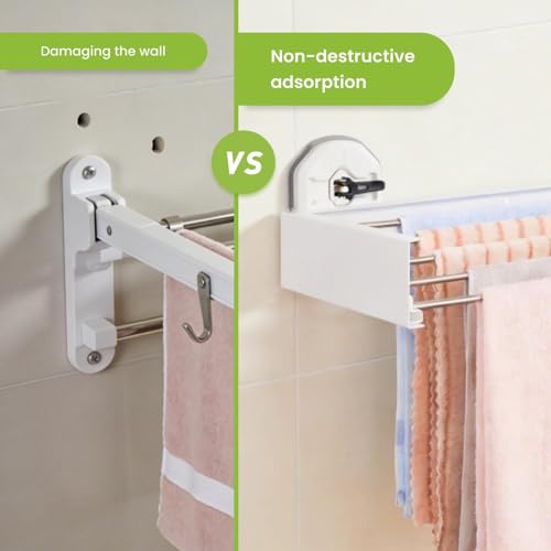 Drill-Free Foldable Wall Mounted Clothes Drying Rack for Laundry, 25 Inches