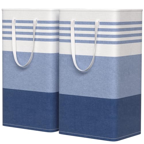 WOWBOX 2 Pack Laundry Baskets, Collapsible Dirty Clothes Laundry Hampers - color: Blue, size: 88L