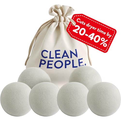 The Clean People 100% New Zealand Wool Dryer Balls - 6 Pack - for Laundry, Fabric Softening, Anti Static, No Lint, Odorless and Reusable - size: 6 Count