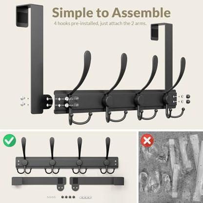 Heavy Duty Over The Door Towel Rack for Bathroom, Black Door Towel Hanger - color: Black