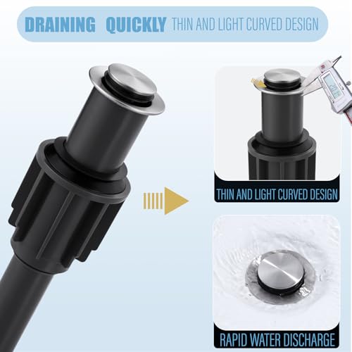 ALEASHA Pop Up Sink Drain Without Overflow, Bathroom Sink Drain Vessel Sink Stopper Pop Up Sink Drain Stopper, Pop Up Drain for Bathroom Sink Drain Strainer for Hair Catcher,Brushed Nickel - color: Brushed Nickel, style: Without Overflow